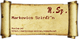Markovics Szirén névjegykártya